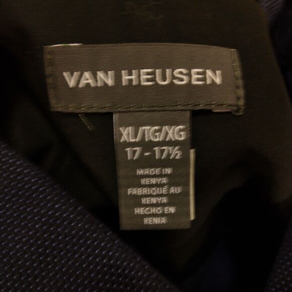 Van Heusen dress shirt mens XL Xlarge 17-17.5 blue polka dot classic fit long sl - Picture 7 of 9